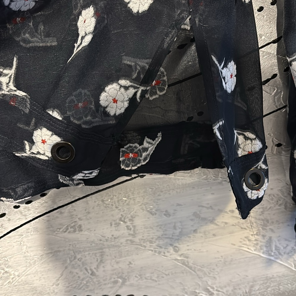 Rag & Bone Sheer Floral Silk Blouse Top Size S Blue & White - Picture 16 of 16